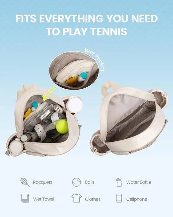 Stylish Quilted Tennis Bag for Women Large Capacity Racket Backpack Water-resistant Sport Crossbody Bag Training Travel