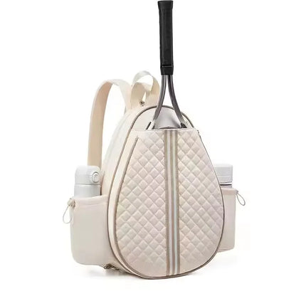 Stylish Quilted Tennis Bag for Women Large Capacity Racket Backpack Water-resistant Sport Crossbody Bag Training Travel