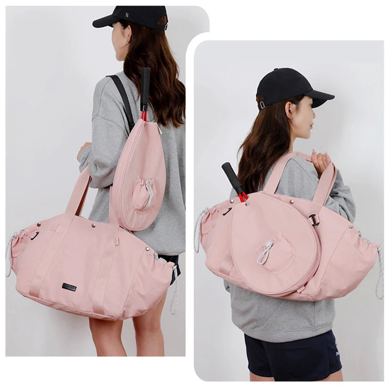 Detachable Tennis & Badminton Bag  Large Capacity Sports Duffel, Waterproof Shoulder Gym Bag for Outdoor, Travel, Fitness