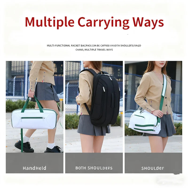 Tennis Backpack For Sport Convertible Padel Badminton Squash Pickleball Bag With Shoe Compartment, Laptop Sleeve,Fence Hook