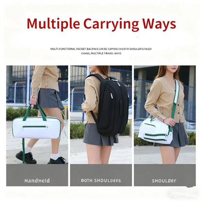 Tennis Backpack For Sport Convertible Padel Badminton Squash Pickleball Bag With Shoe Compartment, Laptop Sleeve,Fence Hook
