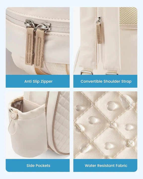 Stylish Quilted Tennis Bag for Women Large Capacity Racket Backpack Water-resistant Sport Crossbody Bag Training Travel