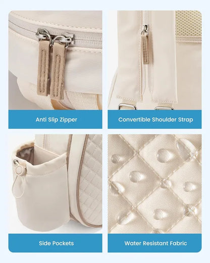 Stylish Quilted Tennis Bag for Women Large Capacity Racket Backpack Water-resistant Sport Crossbody Bag Training Travel
