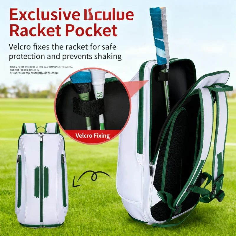 Tennis Backpack For Sport Convertible Padel Badminton Squash Pickleball Bag With Shoe Compartment, Laptop Sleeve,Fence Hook