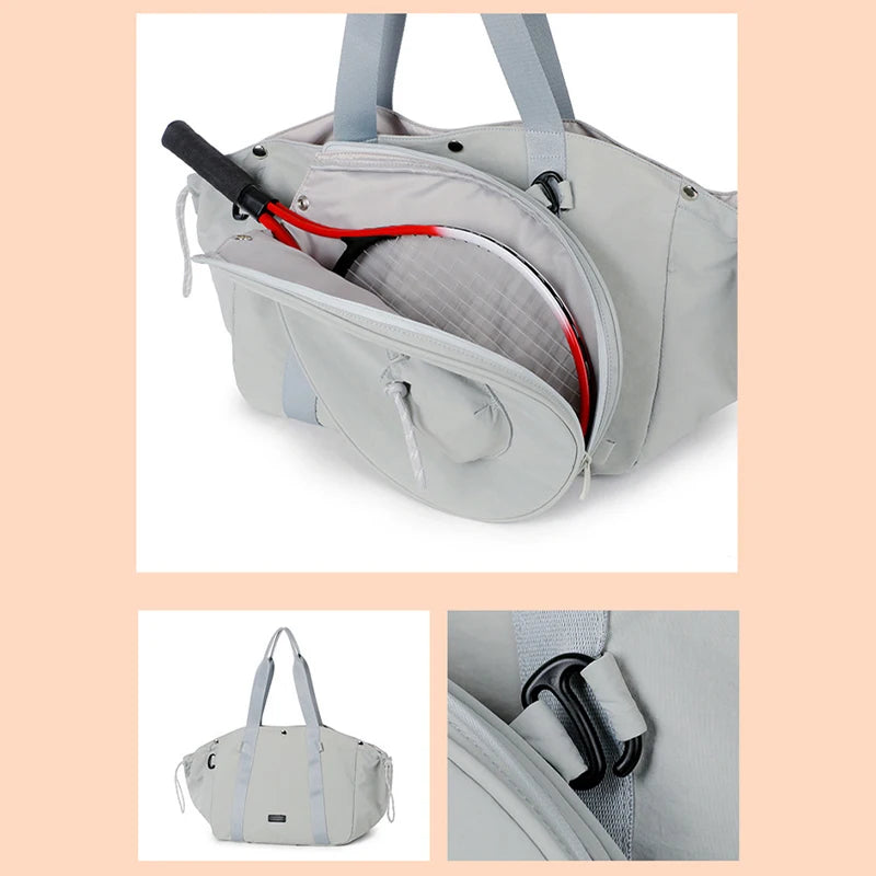 Detachable Tennis & Badminton Bag  Large Capacity Sports Duffel, Waterproof Shoulder Gym Bag for Outdoor, Travel, Fitness