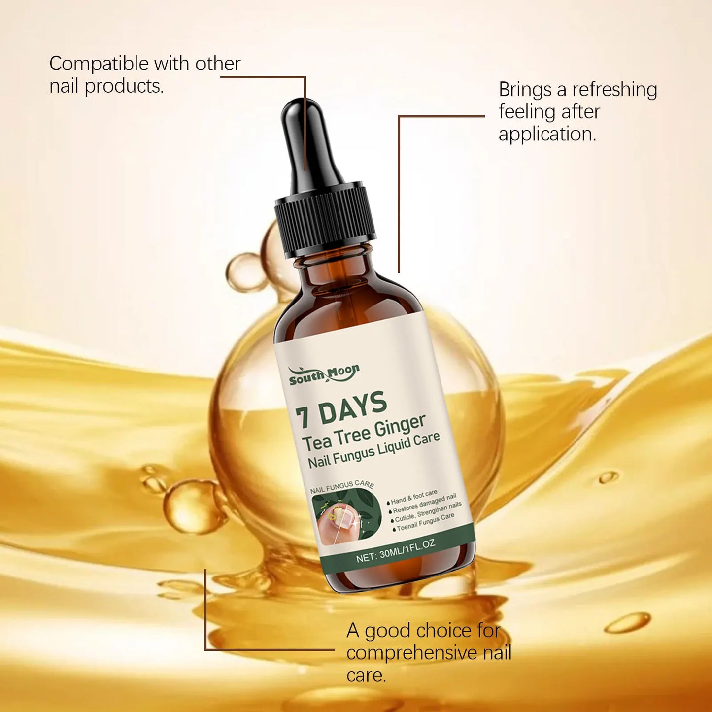 Nail Fungus Treatment Liquid Repair Damaged Foot Strengthen Cuticle Nourishing Tea Tree Ginger Anti Infection Nail Care Solution